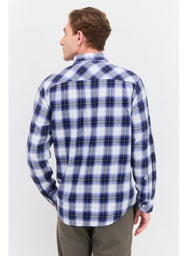 Pepe Jeans Men Regular Fit Long Sleeve Plaid Casual Shirt, White  - Image 3