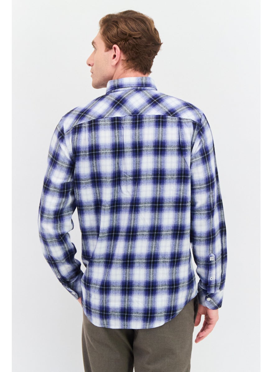 Pepe Jeans - Men Regular Fit Long Sleeve Plaid Casual Shirt, White - Image 1