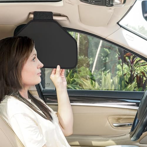 TFY Side Window Sun Visor for Car Roof Handles Sun Glare and Heat Blocker for Driver or Passenger Reduces Side Window Glare Easy Installation and Storage Black - Image 1