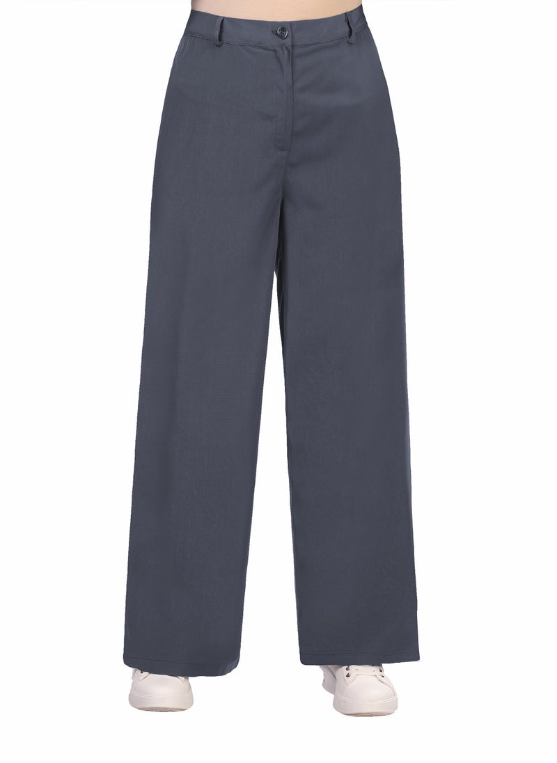 Smoky Egypt - High Waist Wide Leg Womens Pants - Gray - Image 1