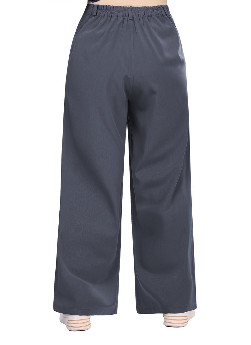Smoky Egypt - High Waist Wide Leg Womens Pants - Gray - Image 1
