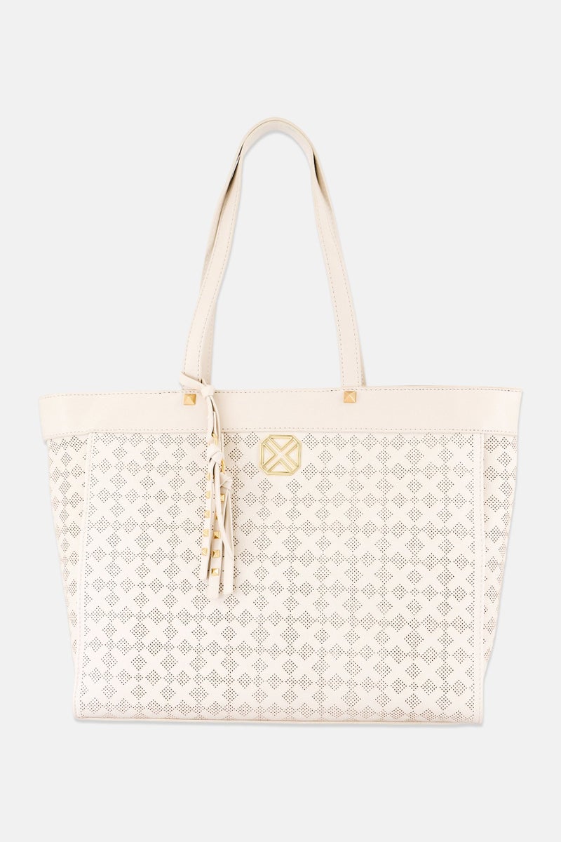 Xti Women Brand Logo Tote Bag, Beige - Image 1