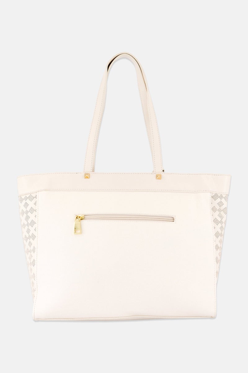 Xti Women Brand Logo Tote Bag, Beige - Image 2