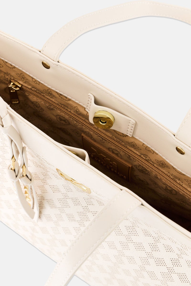 Xti Women Brand Logo Tote Bag, Beige - Image 3