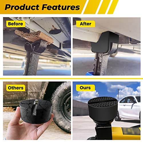 HOXWELL Rubber Jack Pad Pinch Weld Adapter, Universal Slotted Frame Rail Protector for Floor Jack Stands, Jack Pads Extension and Protection, 4 Packs - Image 5