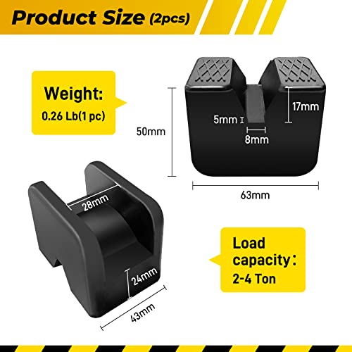 HOXWELL Rubber Jack Pad Pinch Weld Adapter, Universal Slotted Frame Rail Protector for Floor Jack Stands, Jack Pads Extension and Protection, 4 Packs - Image 2