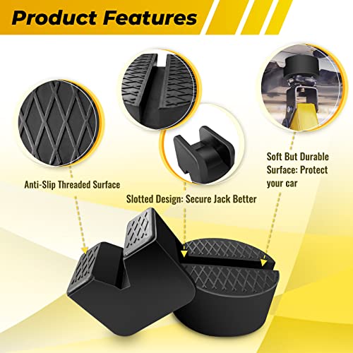 HOXWELL Rubber Jack Pad Pinch Weld Adapter, Universal Slotted Frame Rail Protector for Floor Jack Stands, Jack Pads Extension and Protection, 4 Packs - Image 4
