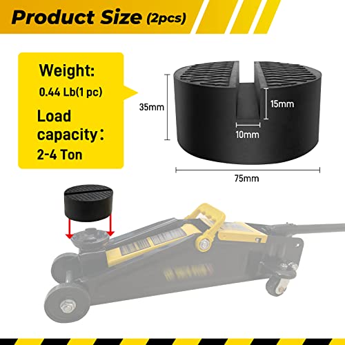HOXWELL Rubber Jack Pad Pinch Weld Adapter, Universal Slotted Frame Rail Protector for Floor Jack Stands, Jack Pads Extension and Protection, 4 Packs - Image 3