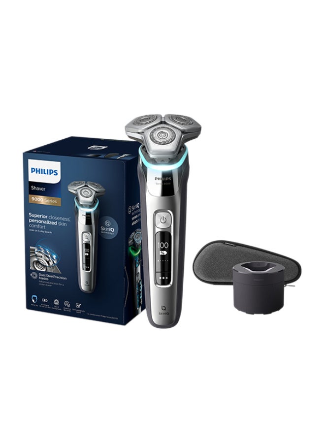 Philips Shaver S9985/50,Wet & Dry Use Smart SkinIQ Tech for a Close, Comfortable Shave,Flexible Heads, Pressure Guard Sensor,60min Cordless Use, Travel Case Included Chrome Silver - Image 1