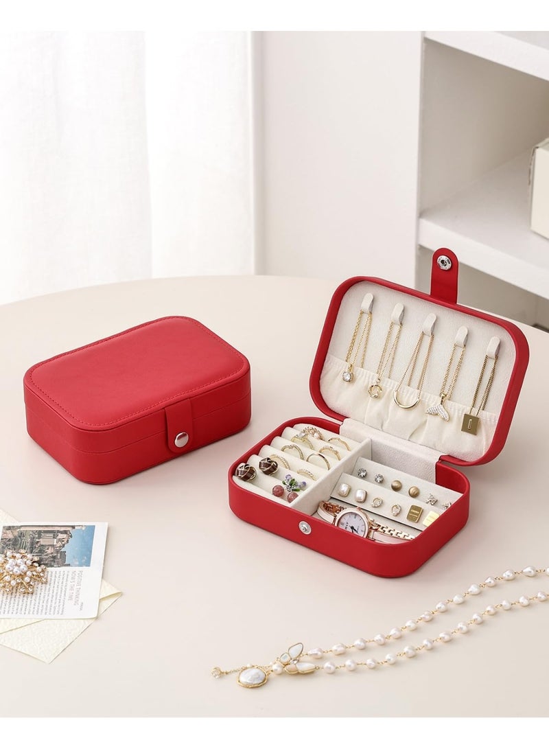 Travel Jewelry Box for Women & Girls – Double Layer PU Leather Jewelry Organizer with Mirror | Portable Mini Jewelry Case for Rings, Necklaces, Bracelets & Earrings, Compact Jewelry Storage Box, Bridesmaid Gift, Travel Jewelry Organizer, PU Leather Jewelry Case, Jewelry Holder - Image 5
