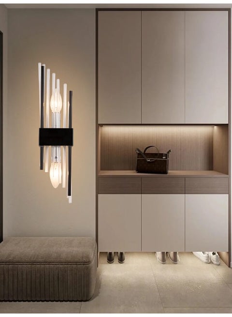 Luxury 7485-W Black E14 Lamp Wall Sconce With Elegant Design Wall Lam 3 Adjustable Lighting Levels for Bedrooms and Living Spaces