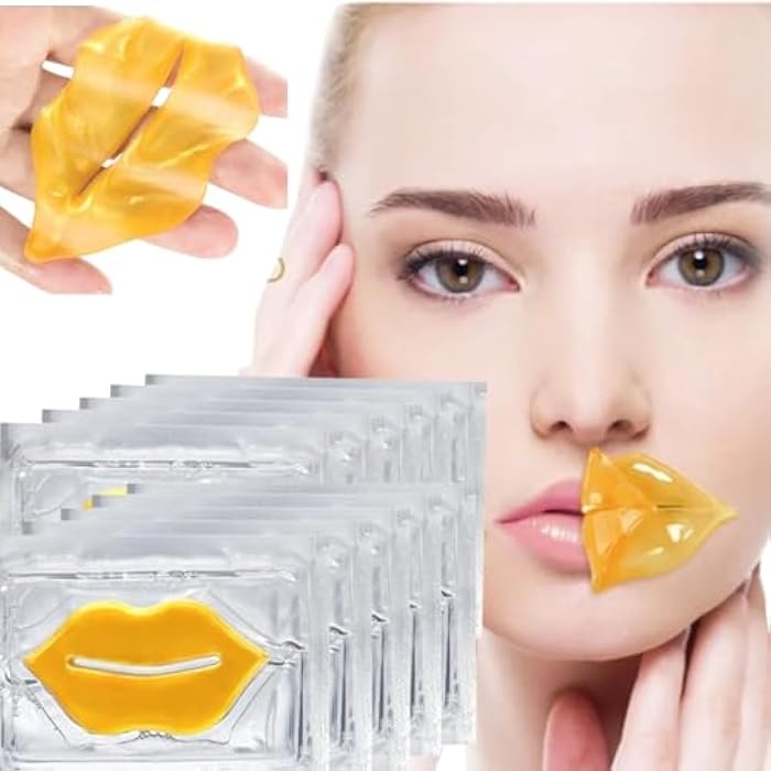 Nielies 24K Golden Hydrating Lip Mask Patches, Korean Skincare, Plumping Treatment, 30 Pieces (Golden) - Image 1