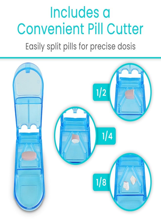 Vive Stackable Pill Organizer Tower with Pill Cutter, Splitter - 7 Days 4 Times A Day - Dispenser for Vitamins, Supplements and Medication - Weekly Stacking Pill Box Container with Travel Case - Image 5