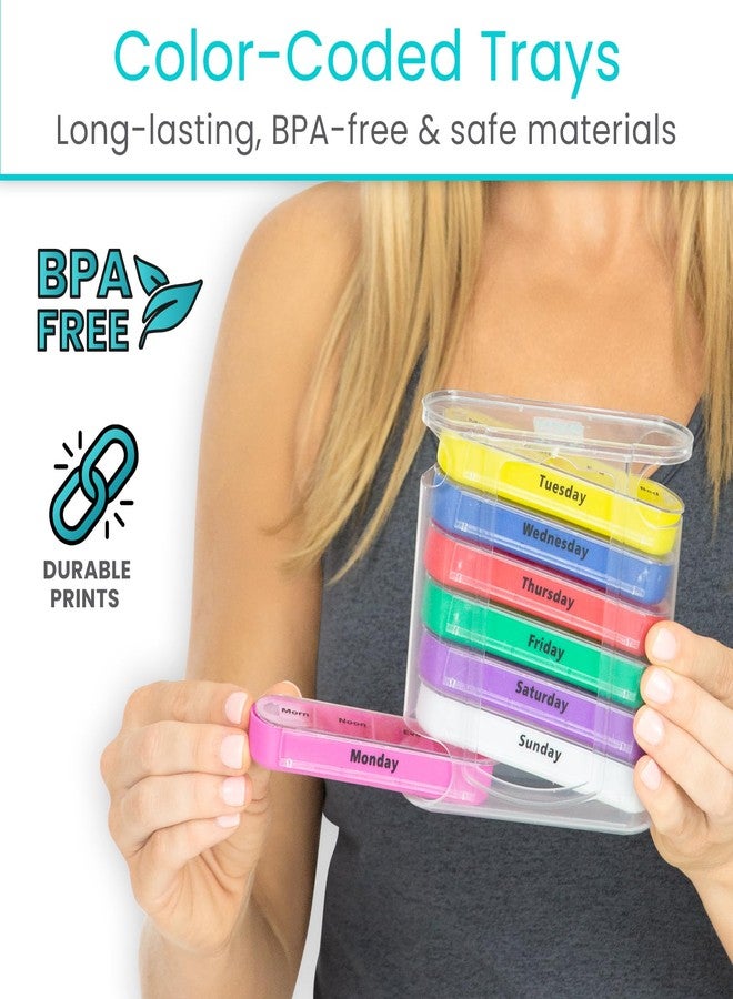 Vive Stackable Pill Organizer Tower with Pill Cutter, Splitter - 7 Days 4 Times A Day - Dispenser for Vitamins, Supplements and Medication - Weekly Stacking Pill Box Container with Travel Case - Image 4