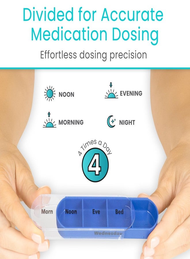 Vive Stackable Pill Organizer Tower with Pill Cutter, Splitter - 7 Days 4 Times A Day - Dispenser for Vitamins, Supplements and Medication - Weekly Stacking Pill Box Container with Travel Case - Image 3