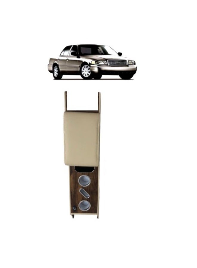 Center Armrest Console for Ford Crown Victoria and Grand Marquis, Beige Color, Dual Cup Holders and Comfortable Design Without AC Vent - Image 1