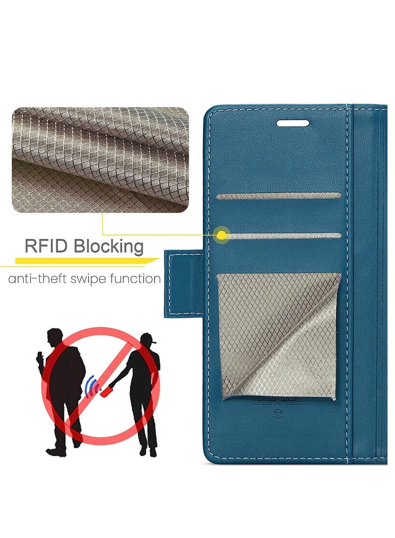 SYOSI Wallet Case for Samsung S23 Ultra with RFID Blocking for Women Men, for Samsung Galaxy S23 Ultra Case with Card Holder, Durable Kickstand Shockproof Case for Galaxy S23 Ultra 5G (Blue) - Image 3