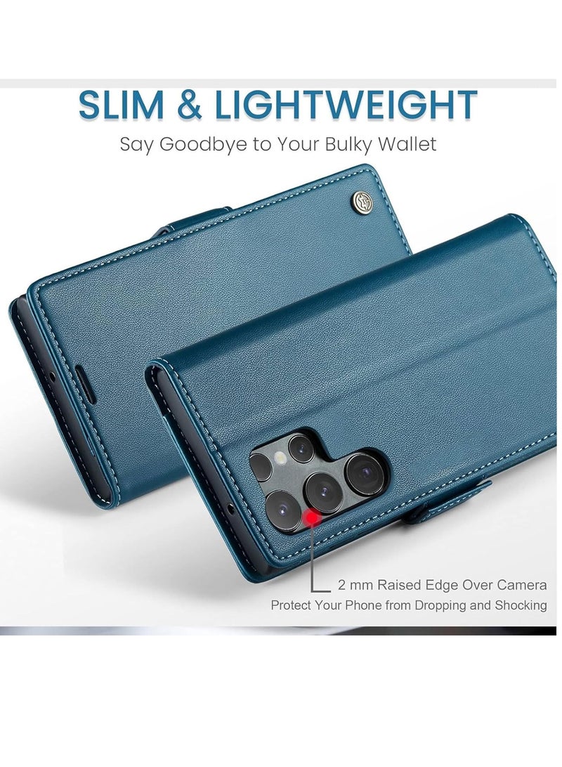 SYOSI Wallet Case for Samsung S23 Ultra with RFID Blocking for Women Men, for Samsung Galaxy S23 Ultra Case with Card Holder, Durable Kickstand Shockproof Case for Galaxy S23 Ultra 5G (Blue) - Image 5