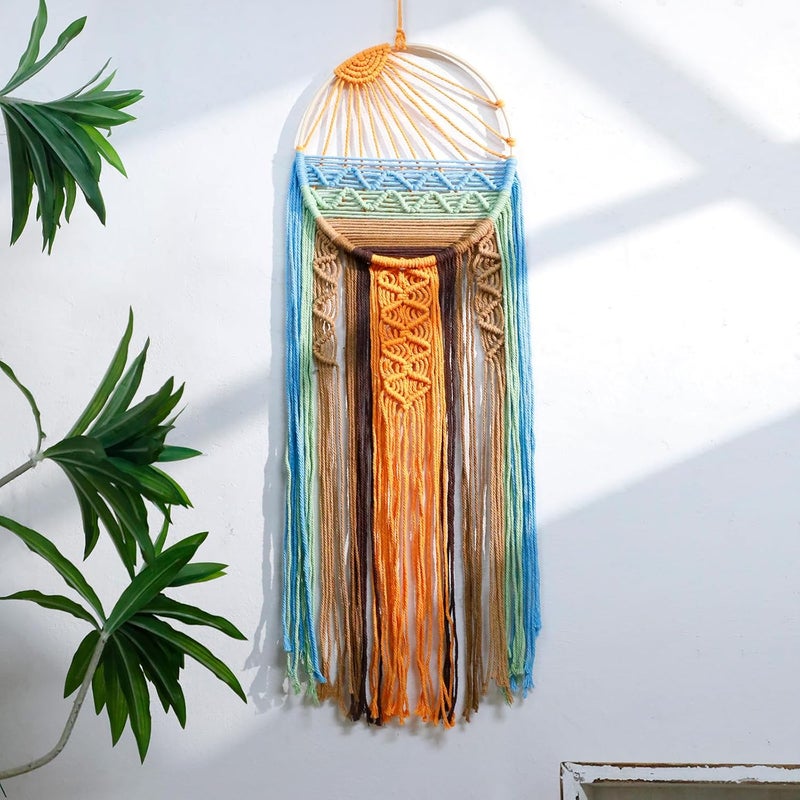 Artilady Sun Wall Decor Dream Catcher - Macrame Hanging Sunrise Wall Art, Large Boho Dreamcatchers Woven Tapestry, Rustic Colorful Room Decor for Bedroom Living Room Nursery (Sunrise) - Image 1
