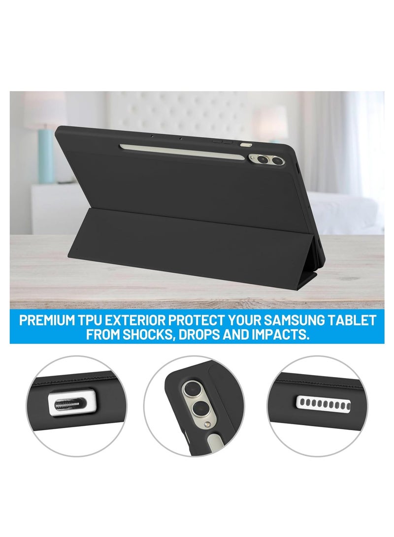ميجوفاست جراب Samsung Galaxy Tab S10 Fe / S9Fe مع حامل قلم S، جراب واقٍ ذكي بحامل ثلاثي الطيات مع ظهر ناعم من مادة TPU، غطاء بخاصية السكون/التنشيط التلقائي لجراب Samsung Galaxy Tab S10 Fe / S9Fe، أسود - Image 3