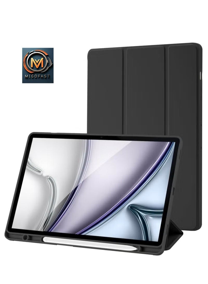 ميجوفاست جراب Samsung Galaxy Tab S10 Fe / S9Fe مع حامل قلم S، جراب واقٍ ذكي بحامل ثلاثي الطيات مع ظهر ناعم من مادة TPU، غطاء بخاصية السكون/التنشيط التلقائي لجراب Samsung Galaxy Tab S10 Fe / S9Fe، أسود - Image 1