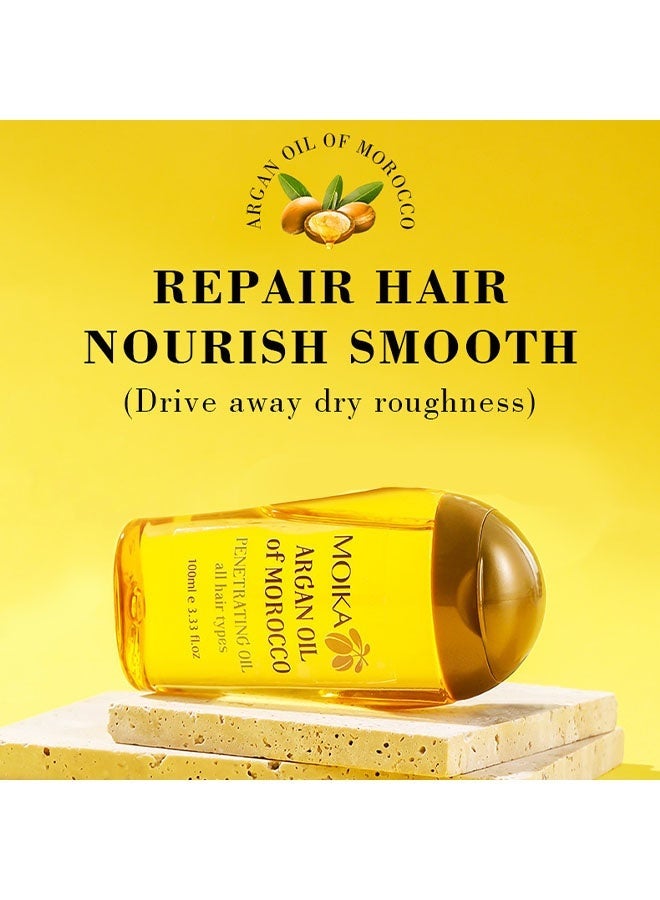 MOIKA Argan Oil of Moroccan ,Moroccan Argan Extract For Hair Skin Body Multi-Purpose , Rosemary Argan Oil Hair Care Oil, suitable for nourishing hair roots, moisturizing, locking moisture and improving frizz - 100ml - Image 3
