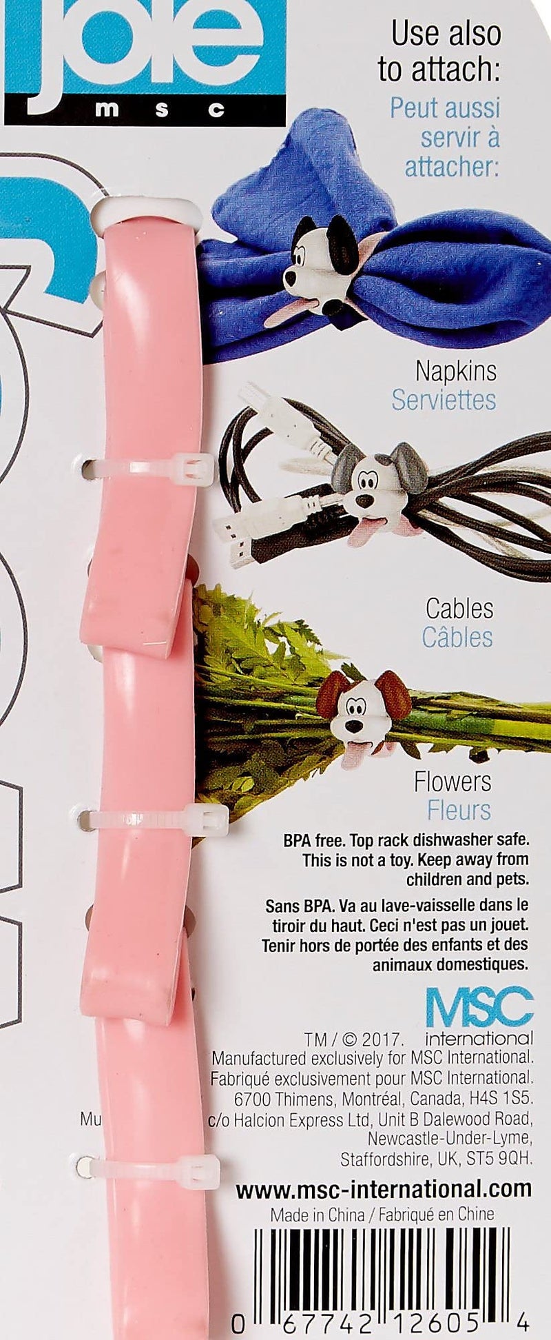 Joie Woof Multi-Use Reusable Kitchen Ties, Keep Food Bags Closed for Freshness, Organize Cords, Cute Cloth Napkin Ring, Set of 3, Dog-Themed Storage Gadget, Silicone Chip Clips - Image 3