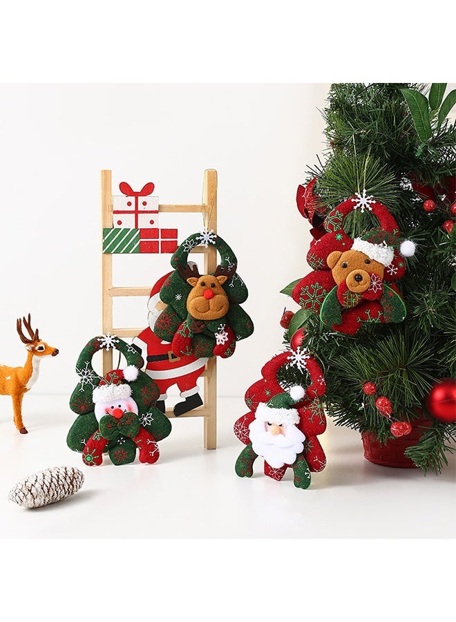 Christmas Tree Decorations Set of 4 Plush Santa Claus Snowman Reindeer Bear Hanging Ornaments for Winter New Year Holiday Festive Home Party Decor - Image 2