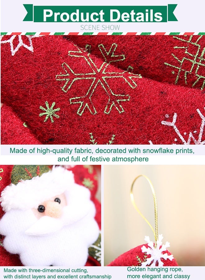 Christmas Tree Decorations Set of 4 Plush Santa Claus Snowman Reindeer Bear Hanging Ornaments for Winter New Year Holiday Festive Home Party Decor - Image 3
