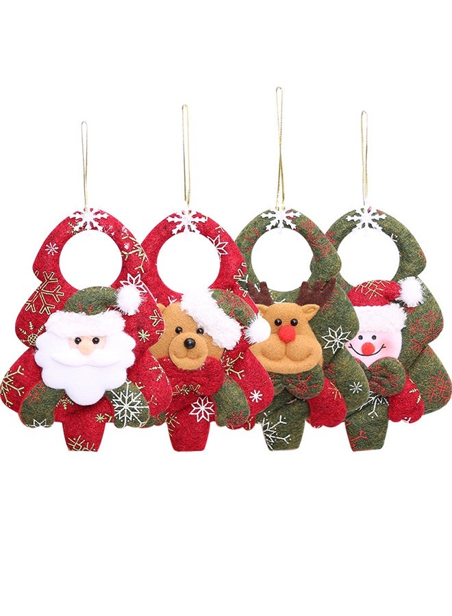 Christmas Tree Decorations Set of 4 Plush Santa Claus Snowman Reindeer Bear Hanging Ornaments for Winter New Year Holiday Festive Home Party Decor - Image 1