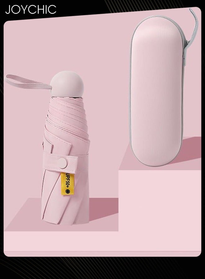 جوي شيك مظلة جيب للسفر صيفية مقاومة لأشعة الشمس للحماية من الأشعة فوق البنفسجية ومظلة كبسولة قابلة للطي باللون الوردي - Image 2