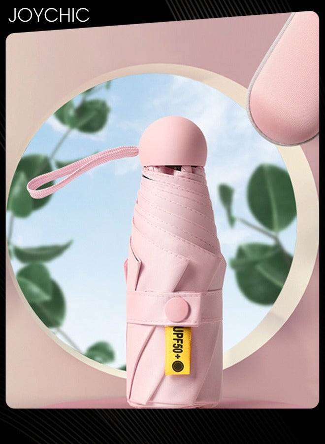 جوي شيك مظلة جيب للسفر صيفية مقاومة لأشعة الشمس للحماية من الأشعة فوق البنفسجية ومظلة كبسولة قابلة للطي باللون الوردي - Image 4