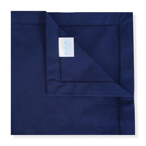 Blue Needles Navy Blue Hemstitch Linen Napkins Set of 12-100% Cotton Cloth Dinner Napkins 18x18 inches, Soft, Reusable, Absorbent, Washable Ideal for Spring Summer Easter Parties & Everyday Use - Image 5