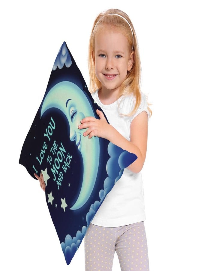 Moslion Quotes Pillow Case I Love You The Moon and Back Letter with Smile Moon Decorative Throw Pillow Case 18" x 18" Inch Cotton Linen Cushion Cover for Men Women Blue White - Image 2