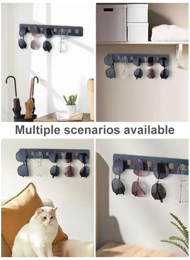 Uptyia Sunglasses Organizer Laelr Wood Wall Mounted Sunglasses Storage Adhesive Eyeglasses Holder Stand Eyewear Hanging Display Sunglasses Hanger Glasses Holder for Entryway Living Room Bedroom Home Decor - Image 4