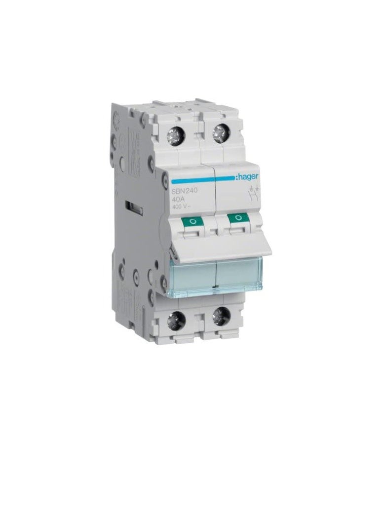 Hager Hager 2Pole 40A Isolator Modular Break Switch SBN241N/SBN240  - Image 1