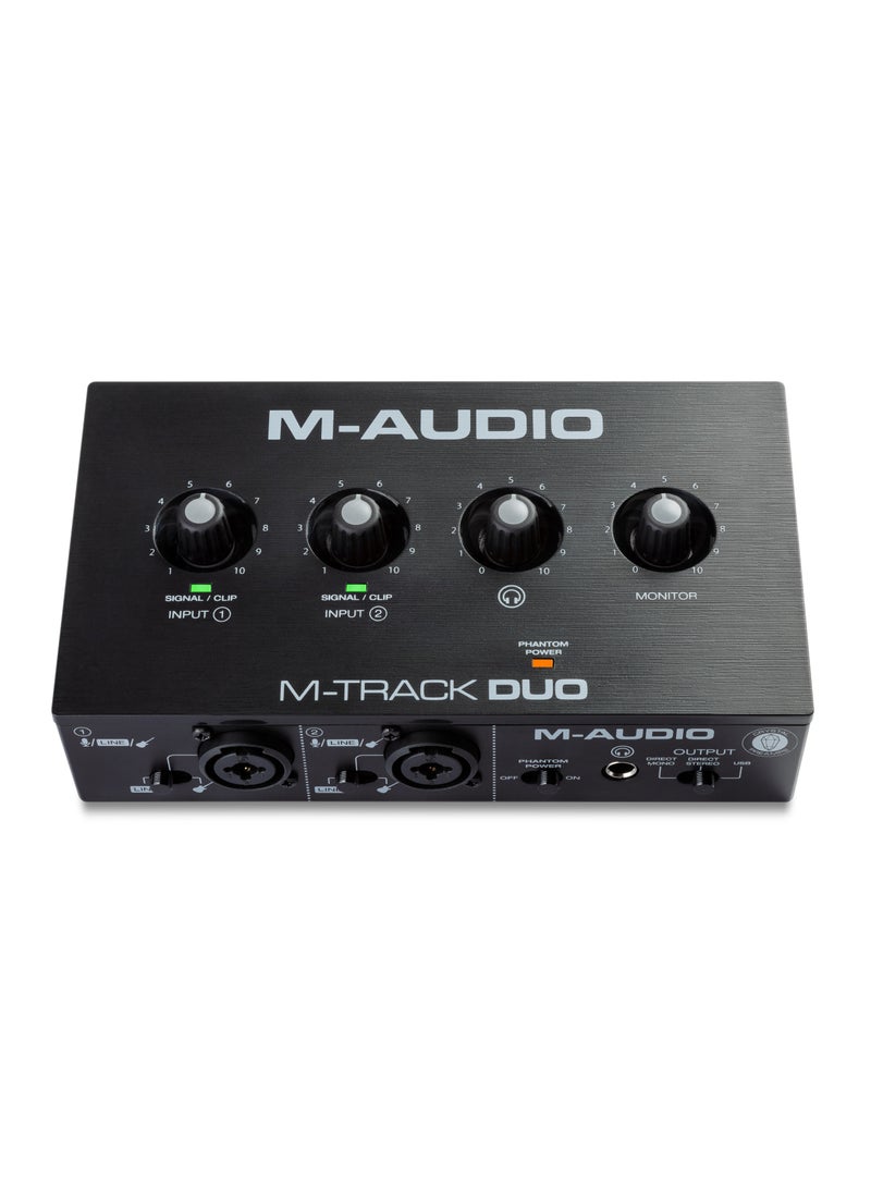 M-Audio M-Track Duo 48-KHz, 2-channel USB Audio Interface with 2 Combo Inputs with Crystal Preamps, and Phantom Power - Image 1