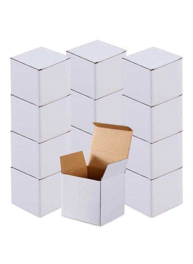 Lainrrew 12 Pcs Shipping Boxes 5X5X5Inches White Kraft Corrugated Cardboard Boxes Small Mailing Boxes Recyclable Cardboard Box Cube For Shipping And Packing (5X5X5") - Image 1