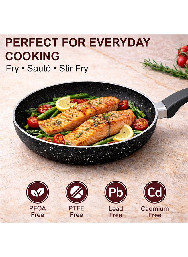 سونكس مقلاة سونيكس الكلاسيكية غير اللاصقة باللون الأسود، قطر 24، سعة 1.7 لتر، عمق 4.5 سم، طلاء جرانيت لا يلتصق أبدًا مع مقبض مقاوم للحرارة، مثالية للقلي والقلي السريع، طهي صحي خالٍ من مادة PFOA - Image 4
