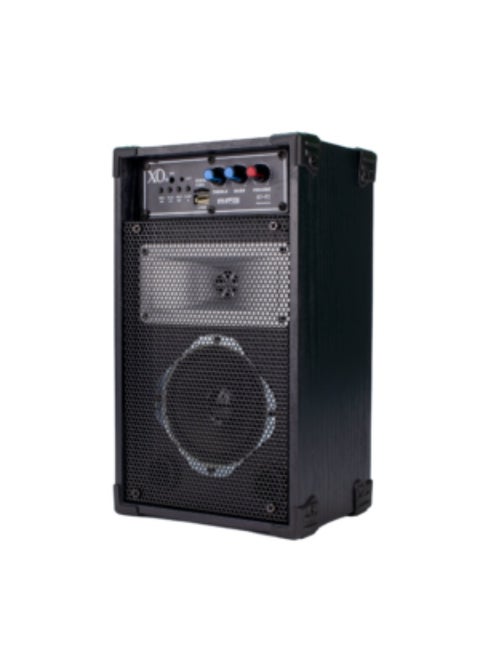 subwoofer 4 inch with remote control contains a usb port, a memory card, bluetooth, audio input and an input to connect to the computer made from metal