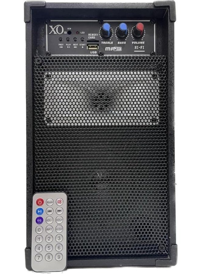 subwoofer 4 inch with remote control contains a usb port, a memory card, bluetooth, audio input and an input to connect to the computer