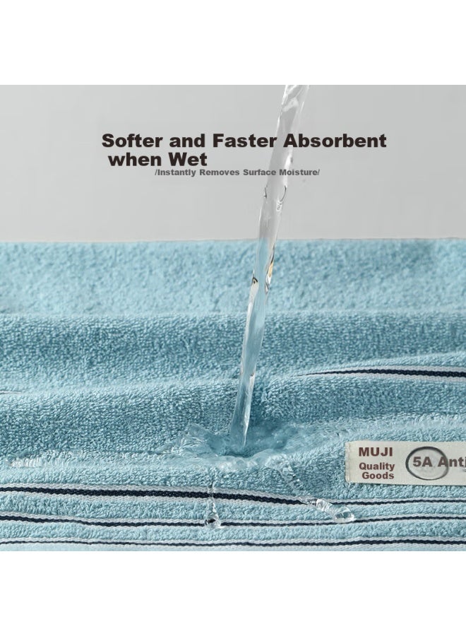 Muji Towel 5a Antibacterial Xinjiang Cotton Soft Skin-friendly 100% Pure Cotton Single Pack Blue - Image 2