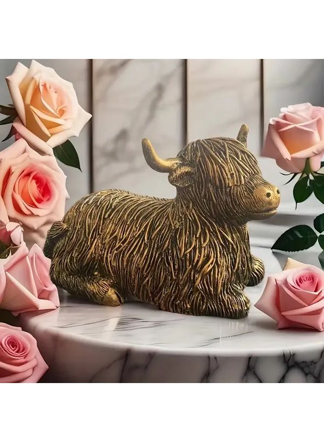 Sitting Yak Resin Ornament Home Decor with Floral Fruit Display Indoor Outdoor Gift - Image 5