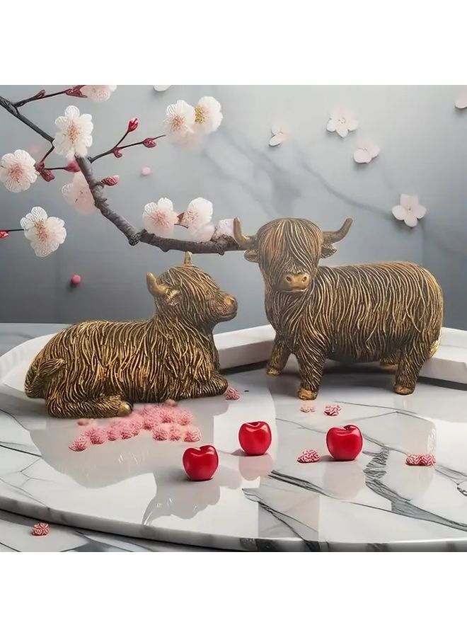 Sitting Yak Resin Ornament Home Decor with Floral Fruit Display Indoor Outdoor Gift - Image 1