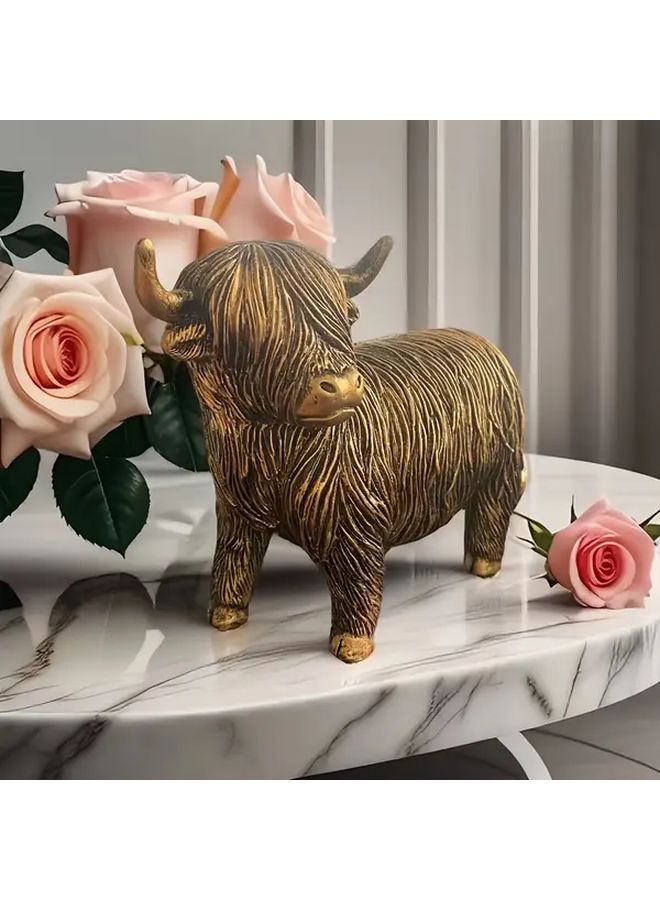 Sitting Yak Resin Ornament Home Decor with Floral Fruit Display Indoor Outdoor Gift - Image 4