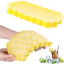 SILENT MONK Midsummer Yellow and Green Pack of 2 Premium Silicon Ice Cube Tray for Freezer with Lids Big Sized 37 Cavity Each Molds Made in India Green Yellow - Image 4