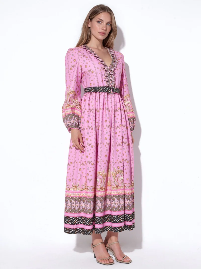 Jennyfer Floral Belted Maxi Dress