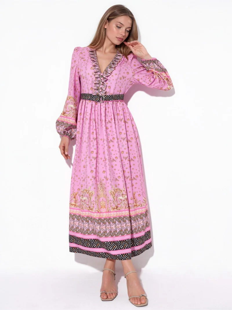 Jennyfer Floral Belted Maxi Dress