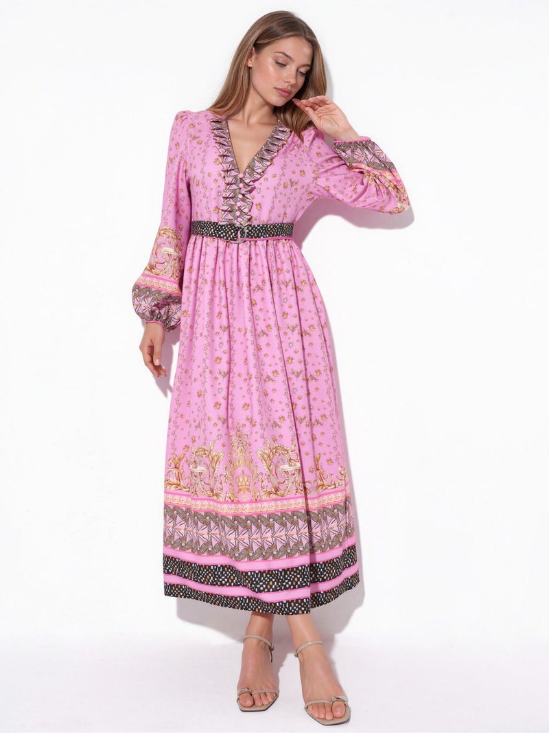 Jennyfer Floral Belted Maxi Dress - Image 1