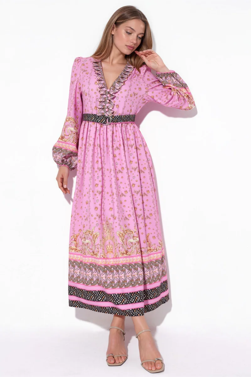 Jennyfer Floral Belted Maxi Dress